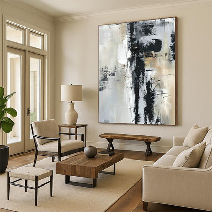 Black - White - Gray Abstract Art for Industrial Loft & Modern Art Gallery DLZ1690