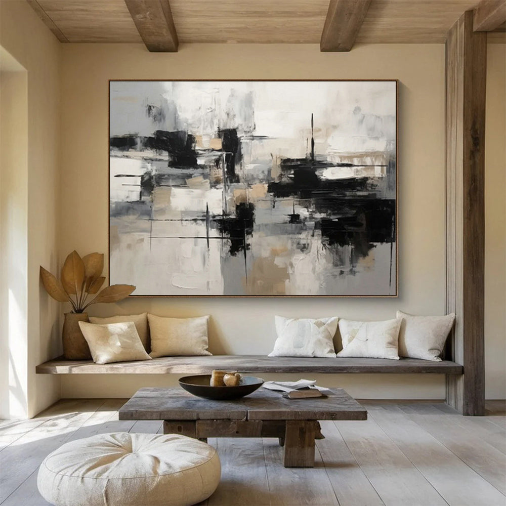 Grey - Brown Geometric Abstract Art for Contemporary Hallway DLZ2719