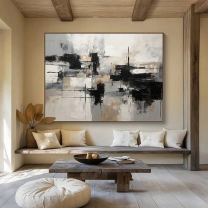 Grey - Brown Geometric Abstract Art for Contemporary Hallway DLZ2719