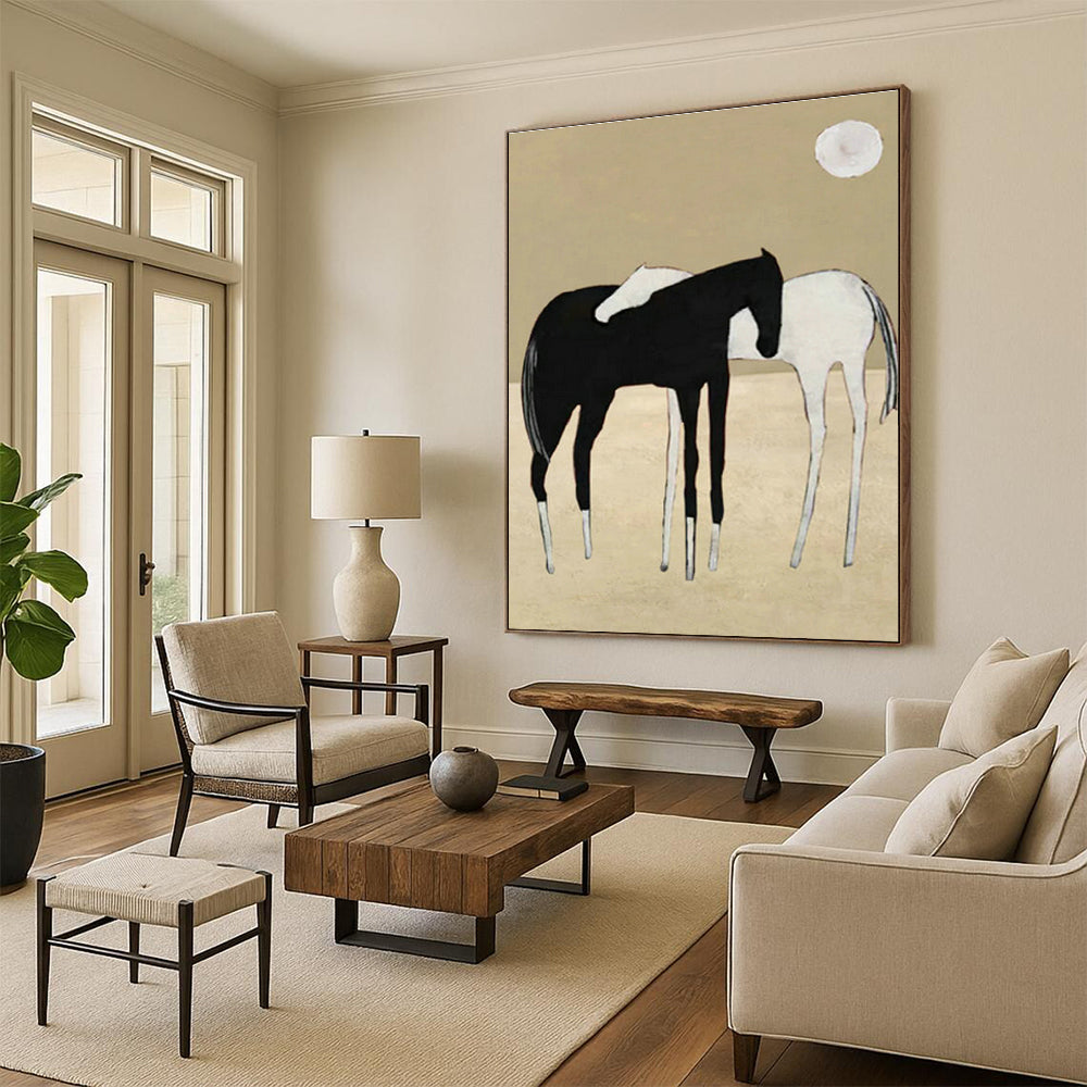 Minimalist Horse Art for Scandinavian Living Room & Equestrian - Inspired Studio DLZ1417