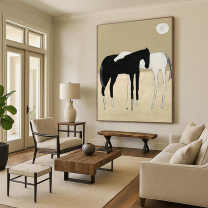 Minimalist Horse Art for Scandinavian Living Room & Equestrian - Inspired Studio DLZ1417