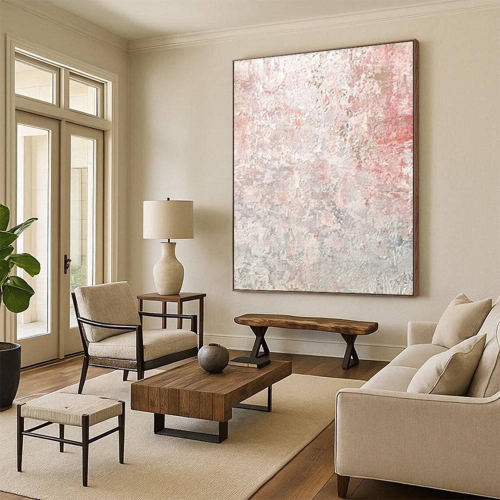 Pink - Gray Textured Art for Feminine Home Office Walls DLZ0050