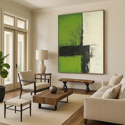 Green and Black Geometric Abstract for Minimalist Home Office & Contemporary Art Space STSC422