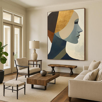Gold - Accented Portrait Art for Bedroom & Salon STSC692