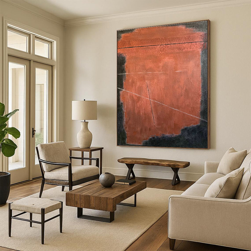 Red and Black Geometric Abstract Art for Industrial - Style Loft & Modern Gallery Space DLZ0752