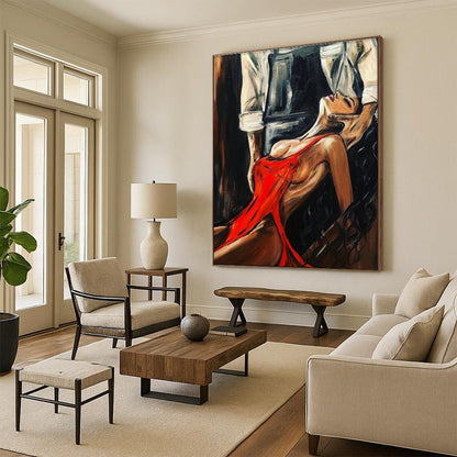 Sensual Red - Dressed Figure Art for Romantic Restaurant & Art - Themed Bedroom DLZ2311