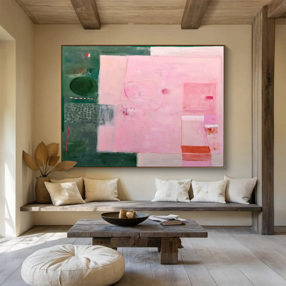 Pink - Green Geometric Abstract Art for Stylish Boutiques DLZ2444