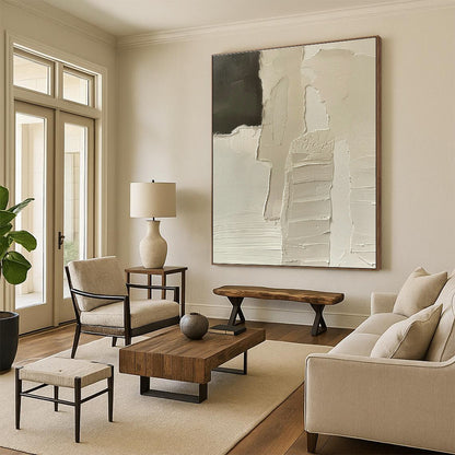 Gray - White Layered Abstract Art for Scandinavian Home & Contemporary Office DLZ1169