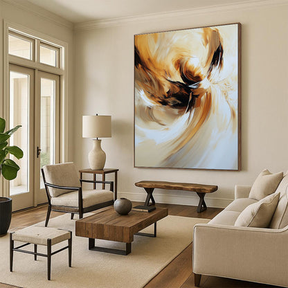 Flowing Golden Abstract for Luxury Hotel Lobby & Upscale Dining Room STSC634
