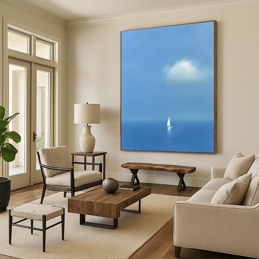 Solitary Sailboat at Sea for Minimalist Living Room & Relaxation Lounge STSC1255