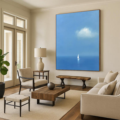 Solitary Sailboat at Sea for Minimalist Living Room & Relaxation Lounge STSC1255