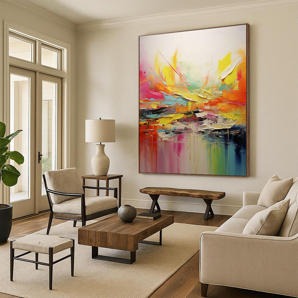 Color - Splashed Abstract Art for Modern Studio Loft & Vibrant Art Café DLZ1560