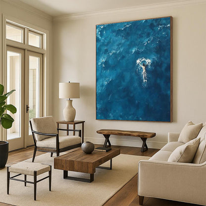 Serene Ocean Swimmer Art for Coastal Home & Meditation Space DLZ1966