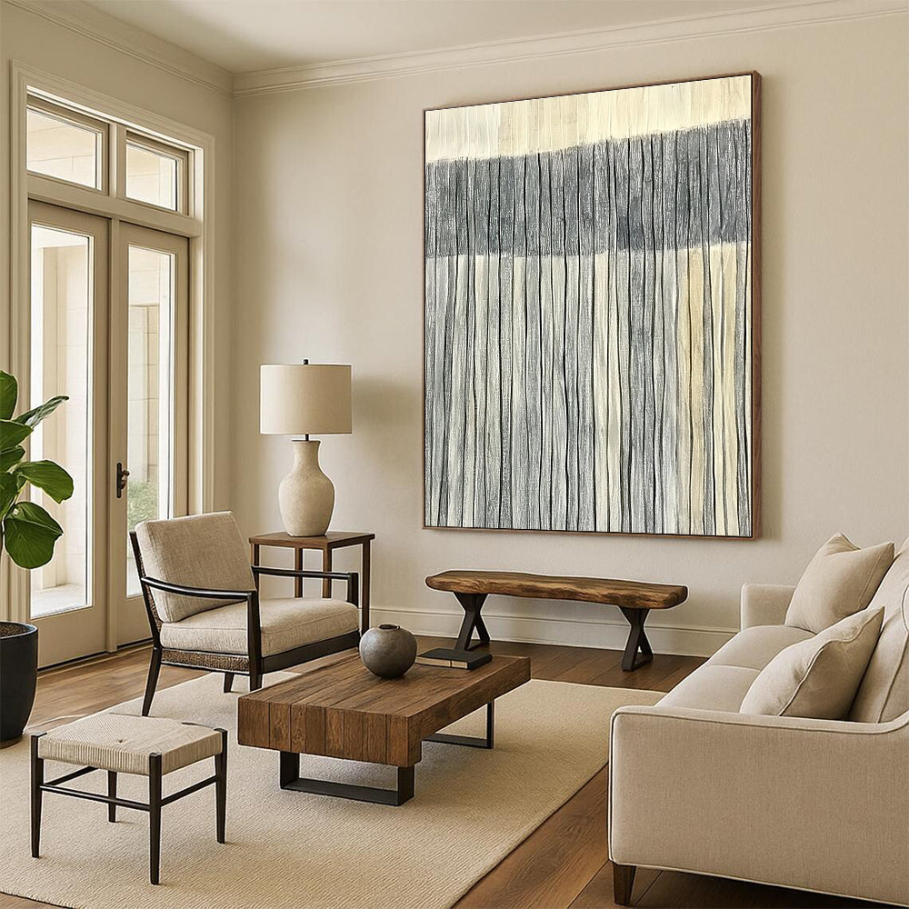Grey & White Vertical Stripes for Minimalist Bedroom & Contemporary Art Gallery STSC1121