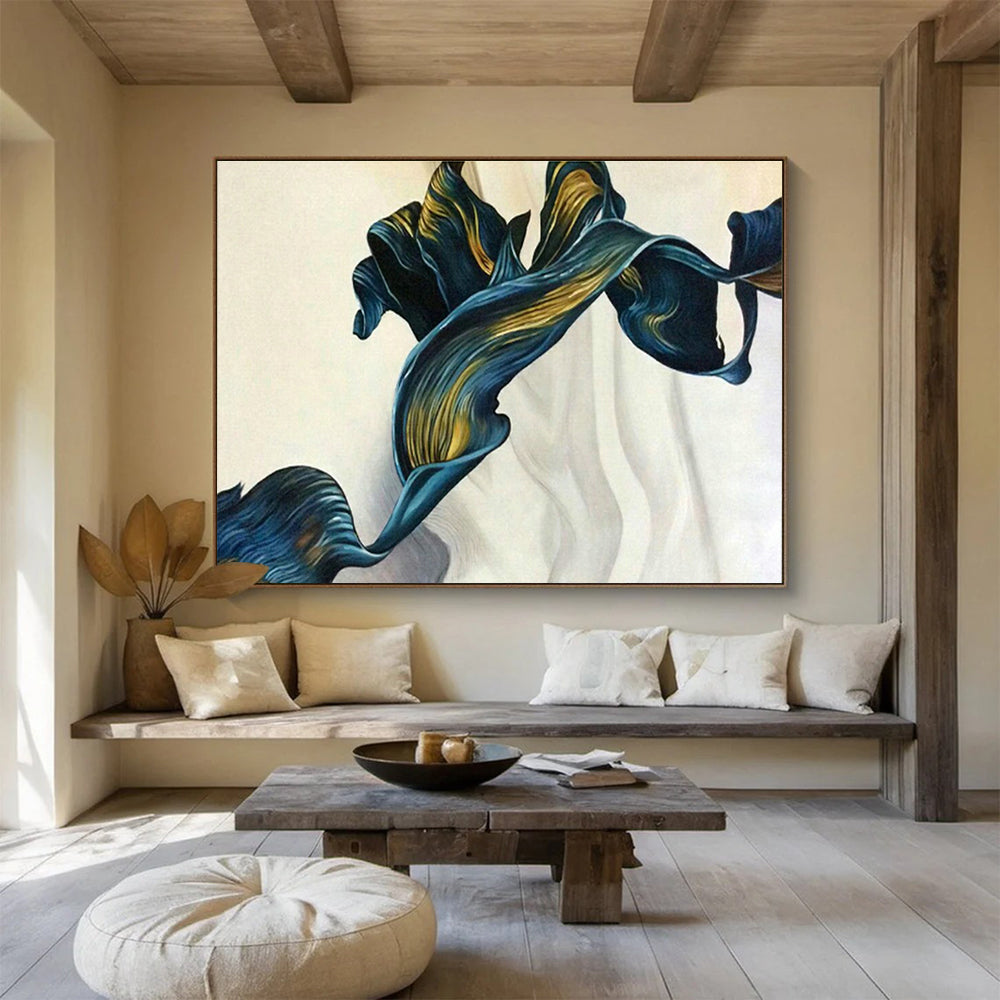 Blue - Gold Petal - Shaped Art for Luxury Bathroom Spaces DLZ2544