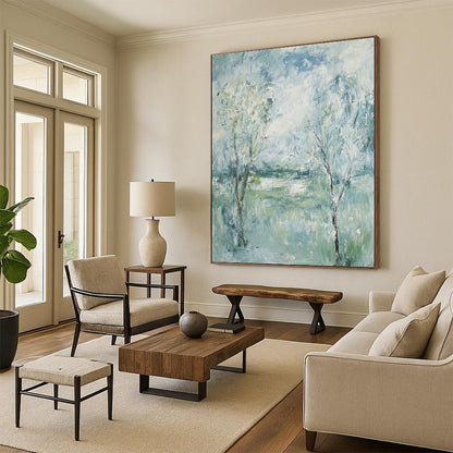 Light Blue and Green Abstract Landscape for Coastal Cottage & Relaxing Spa STSC352