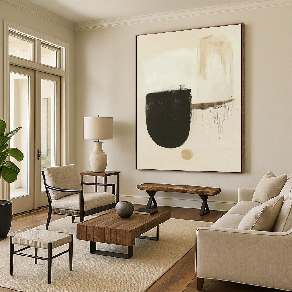 Brown - White Abstract Color Block Art for Living Room & Office DLZ0426