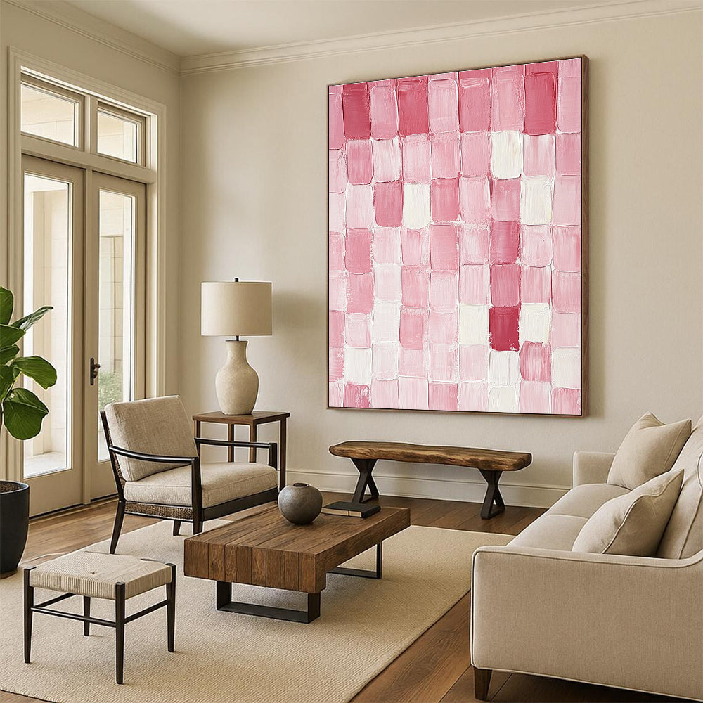 Pink Square Tiles Art for Girls' Boutique & Romantic Home Dressing Room STSC1411