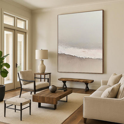 Minimalist Beige and White Art for Modern Home Office & Calm Home Library STSC1427