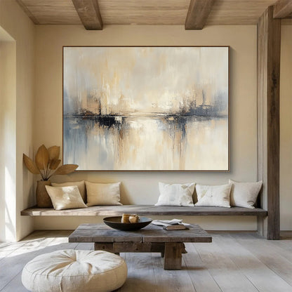 Neutral Toned Abstract Landscape Art for Industrial - Chic Loft & Minimalist Living Room SC227
