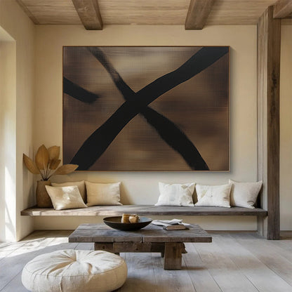 Brown and Black X - Shaped Art for Masculine Study & Industrial - Style Loft SC349