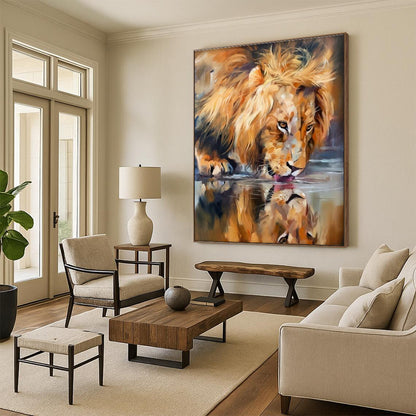 Lion at Water Art for Safari Lodge & Man Cave DLZ2347