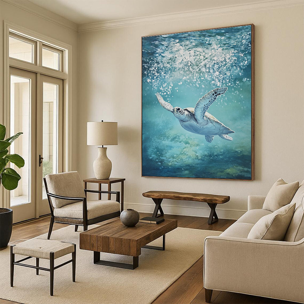 Sea Turtle in Blue for Aquarium - Themed Home & Wellness Center STSC1175