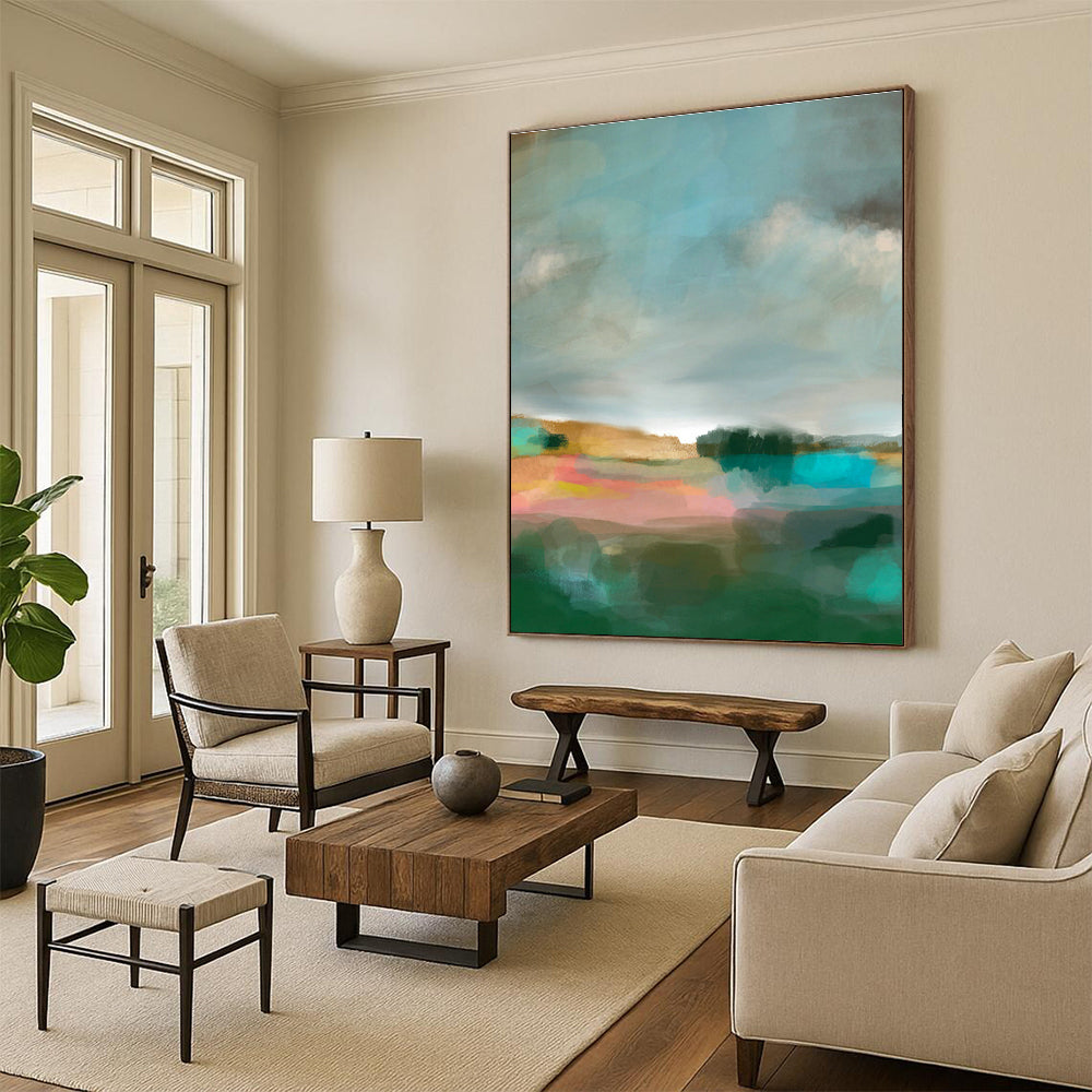 Misty Landscape Abstract Art for Lakeside Villa & Art - Themed Café DLZ0640