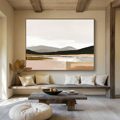 Minimalist Mountain Lake Art for Modern Home Office & Scandinavian - Style Living Room SC081