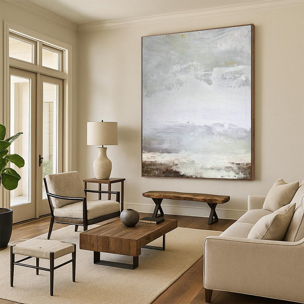 Gray - White Abstract Art for Spa Relaxation Area & Minimalist Bedroom DLZ2057