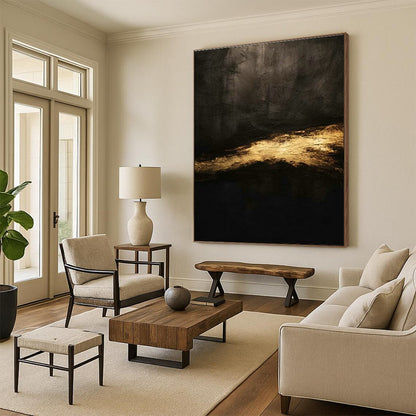 Black - Gold Abstract Art for Bedroom & Dining Room DLZ0351