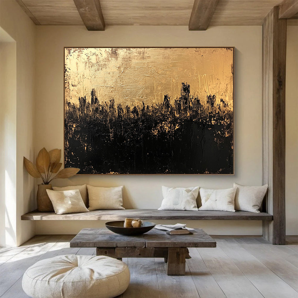 Golden City Silhouette Art for Urban Loft & Art - loving Office SC143
