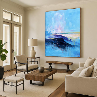 Blue Landscape Abstract Art for Living Room & Bedroom DLZ0505