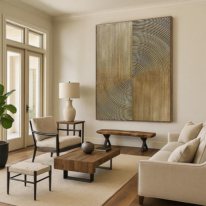 Gold - Lined Abstract Art for Luxury Boutique & High - End Office Reception DLZ1772