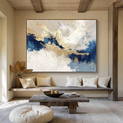 Blue - Gold Mountain Abstract for Spa Retreat & Contemporary Home SC023