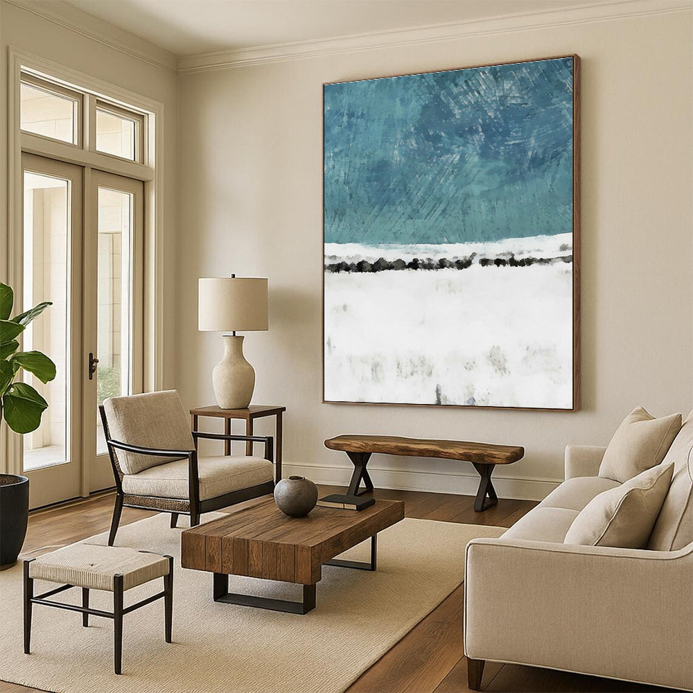 Blue - White Snowscape Art for Nordic - Style Home & Winter Lodge DLZ0680