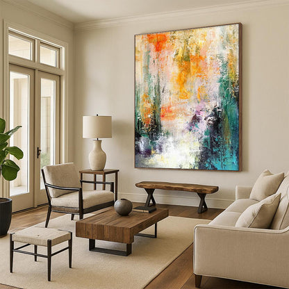 Colorful Landscape - Inspired Abstract Art for Countryside Café Dining Walls DLZ0005
