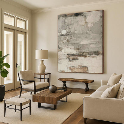 Gray - White - Brown Textured Art for Industrial - Style Café & Minimalist Living Room DLZ1870