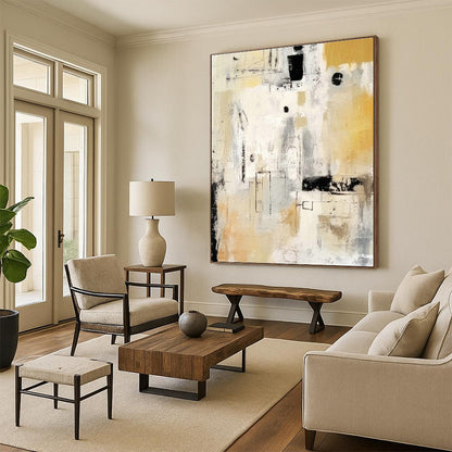 Yellow - Gray Abstract Art for Contemporary Café & Art - Lovers’ Studio DLZ1932