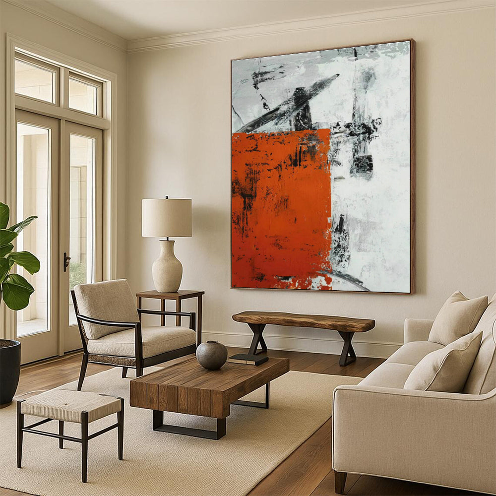 Orange - Grey Abstract Art for Living Room & Office DLZ0512