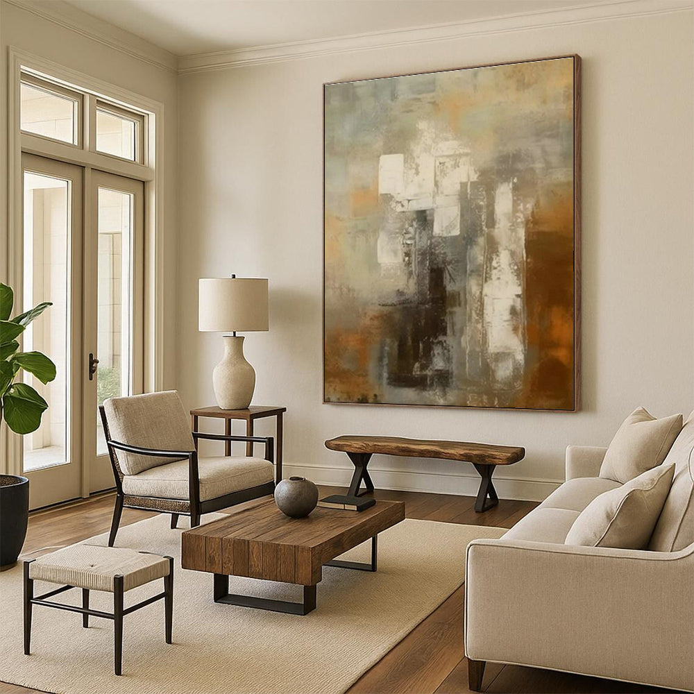 Neutral Geometric Abstract Art for Minimalist Library & Design Studio DLZ1443