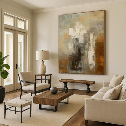 Neutral Geometric Abstract Art for Minimalist Library & Design Studio DLZ1443