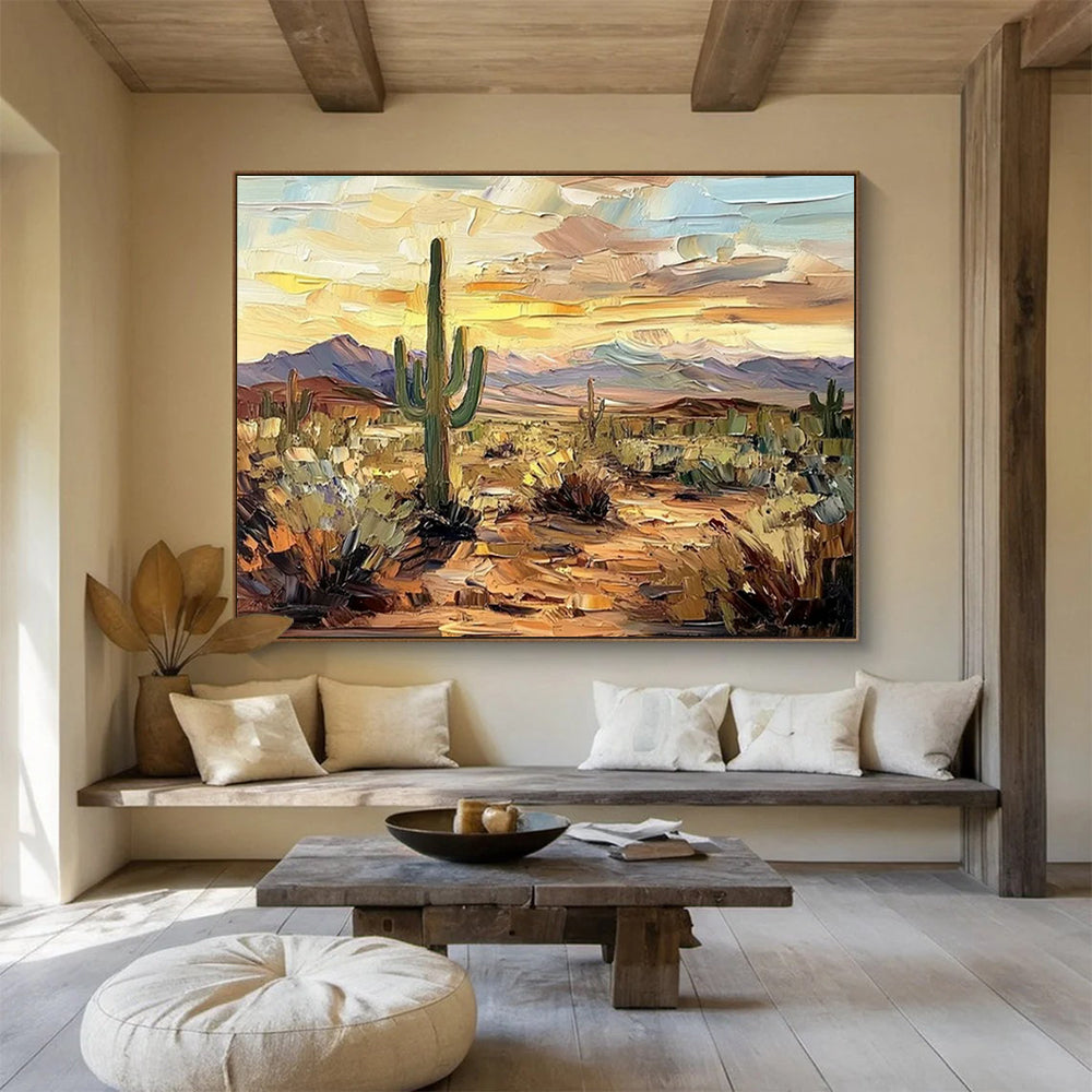Desert Cactus Sunset Art for Southwest - Themed Hotel Lobby Displays DLZ3192