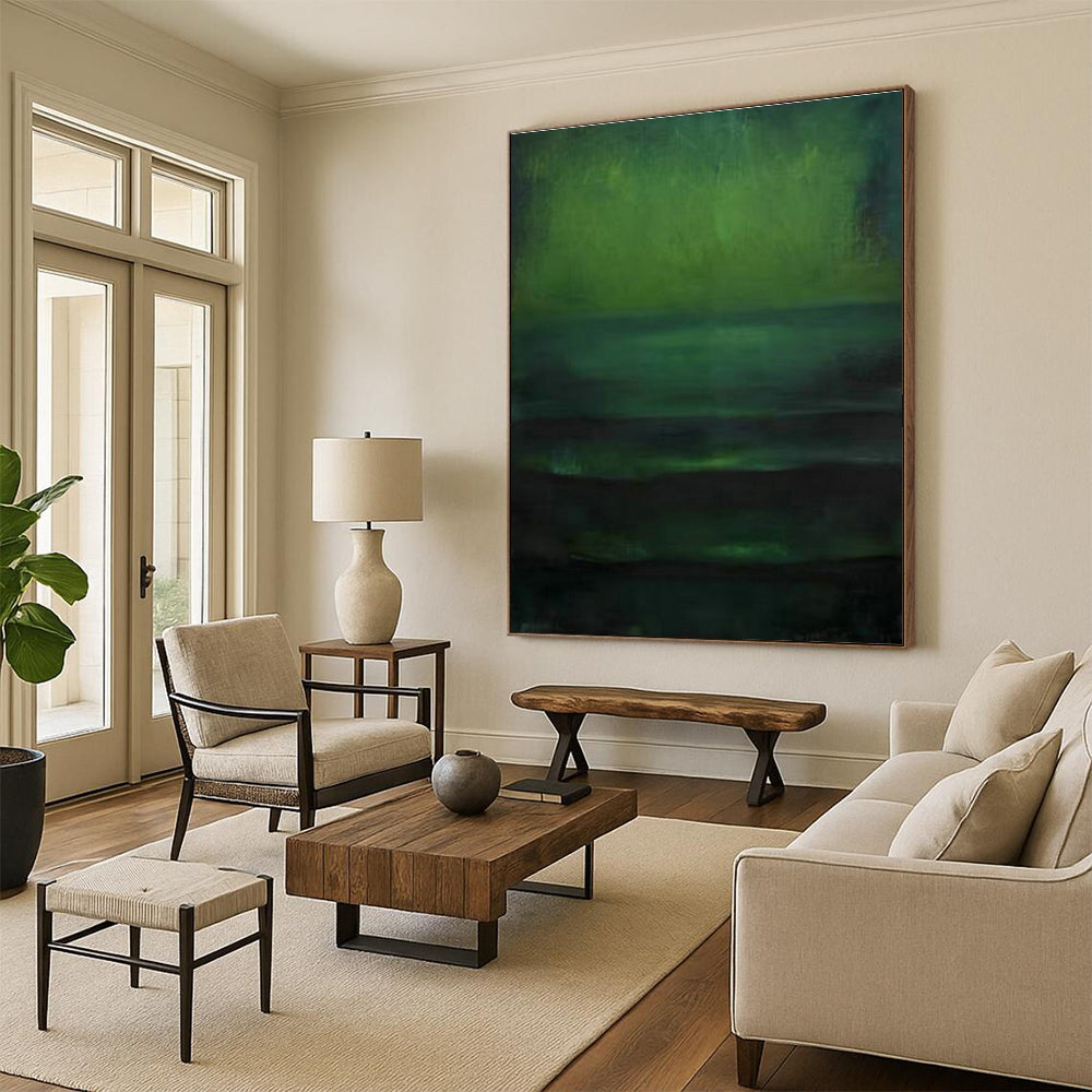 Deep Green Layered Abstract Art for Bedroom & Spa Lounge DLZ1196