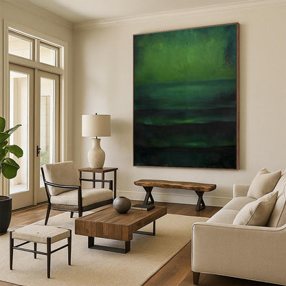 Deep Green Layered Abstract Art for Bedroom & Spa Lounge DLZ1196