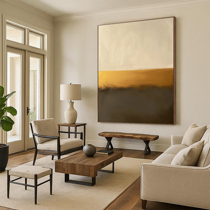 Minimalist Gold & Neutral Divide Art for Modern Office & Sophisticated Dining STSC112