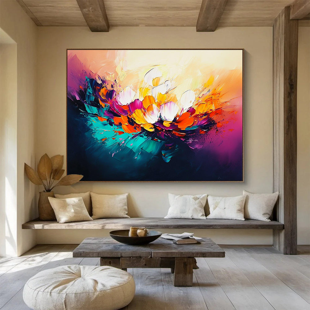 Colorful Flower Burst Art for Romantic Wedding Venue & Bohemian Living Room SC320