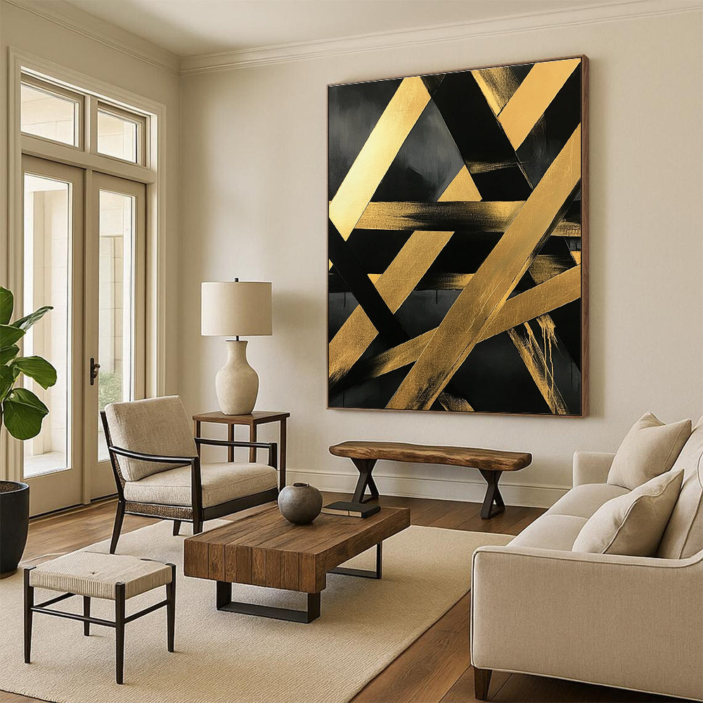 Black and Gold Geometric for Luxury Hotel Lobby & Modern Office Reception STSC1129