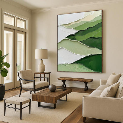 Textured Green and White Mountains for Nature - inspired Home Office & Modern Art Gallery STSC1005