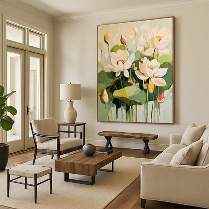 Lotus Flower Abstract for Zen - Inspired Bedroom & Cultural Art Space STSC319